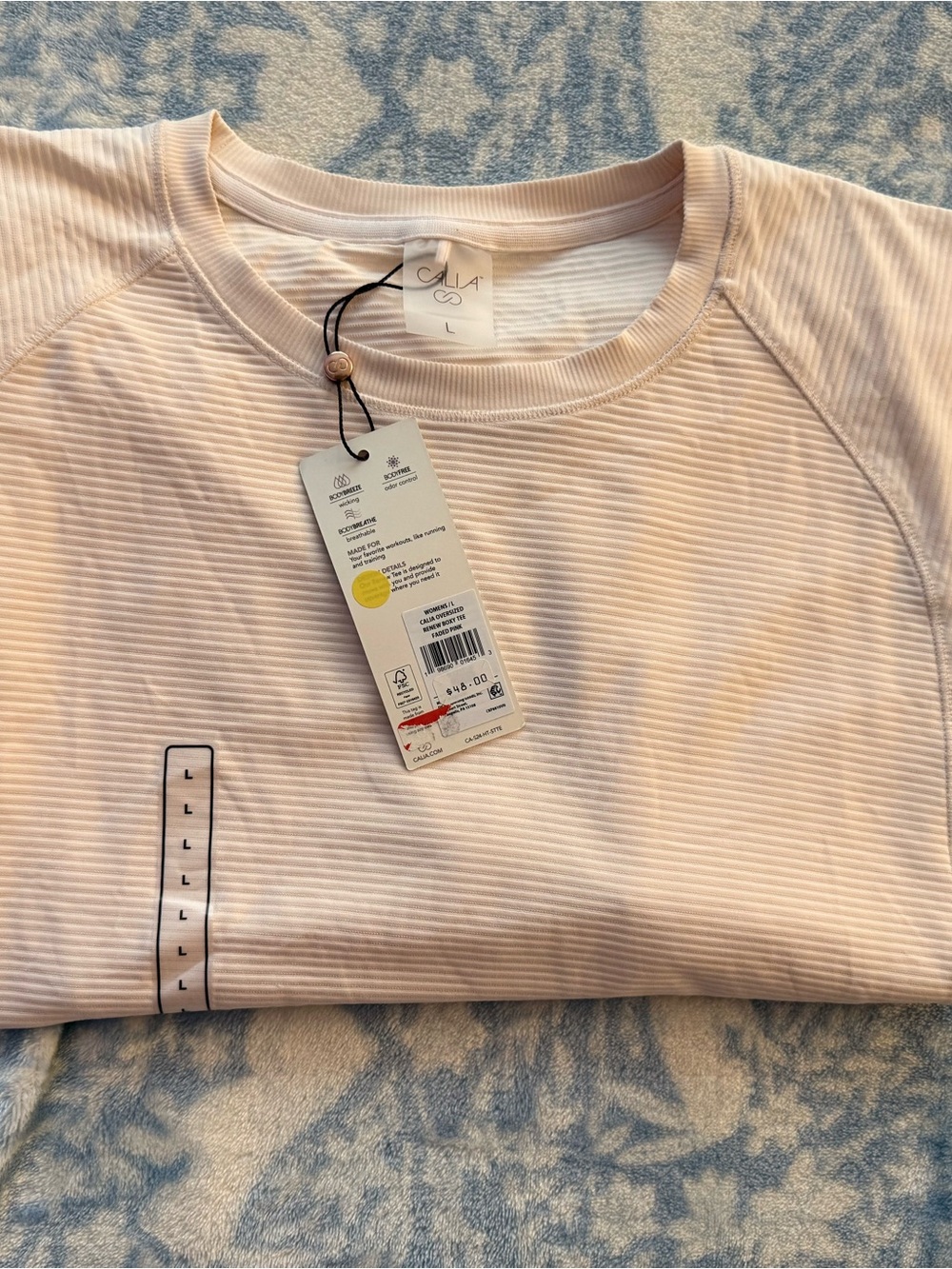 Calia by Carrie Underwood Light Pink Striped Active Top - Large